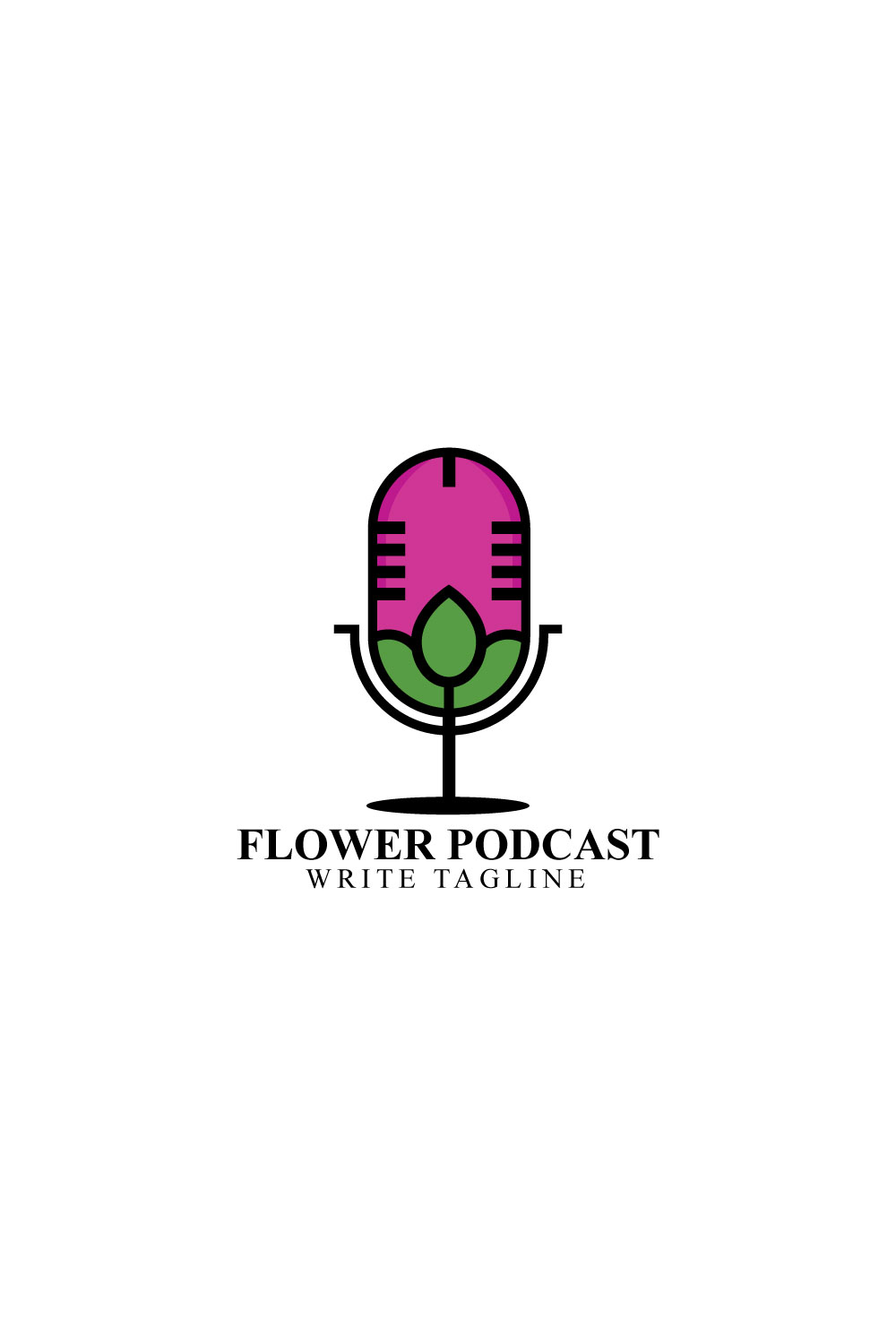 Flower podcast logo design vector template pinterest preview image.
