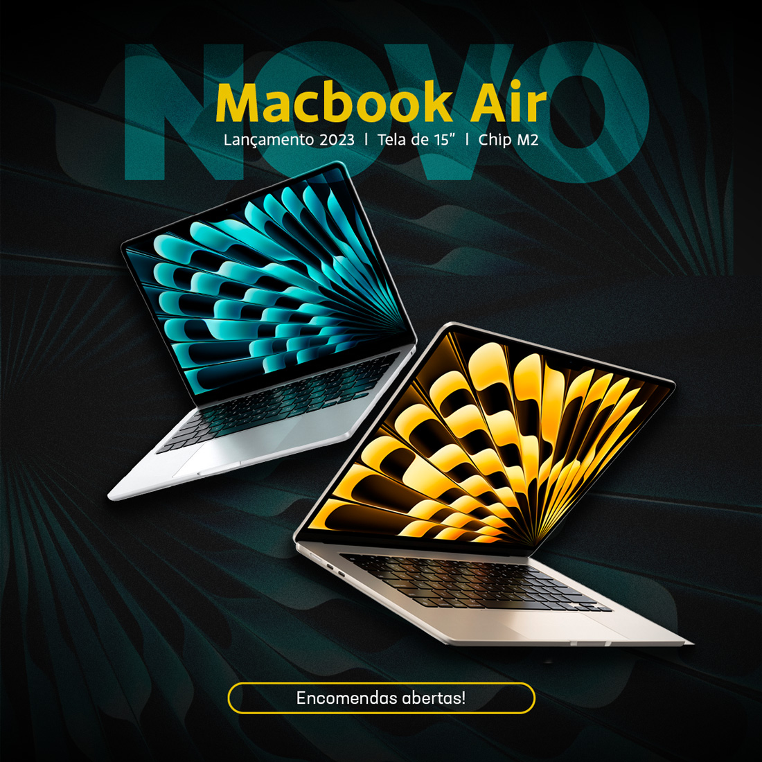 Macbook Air 15" 2023 Apple PSD File Social Media Design Post Template preview image.