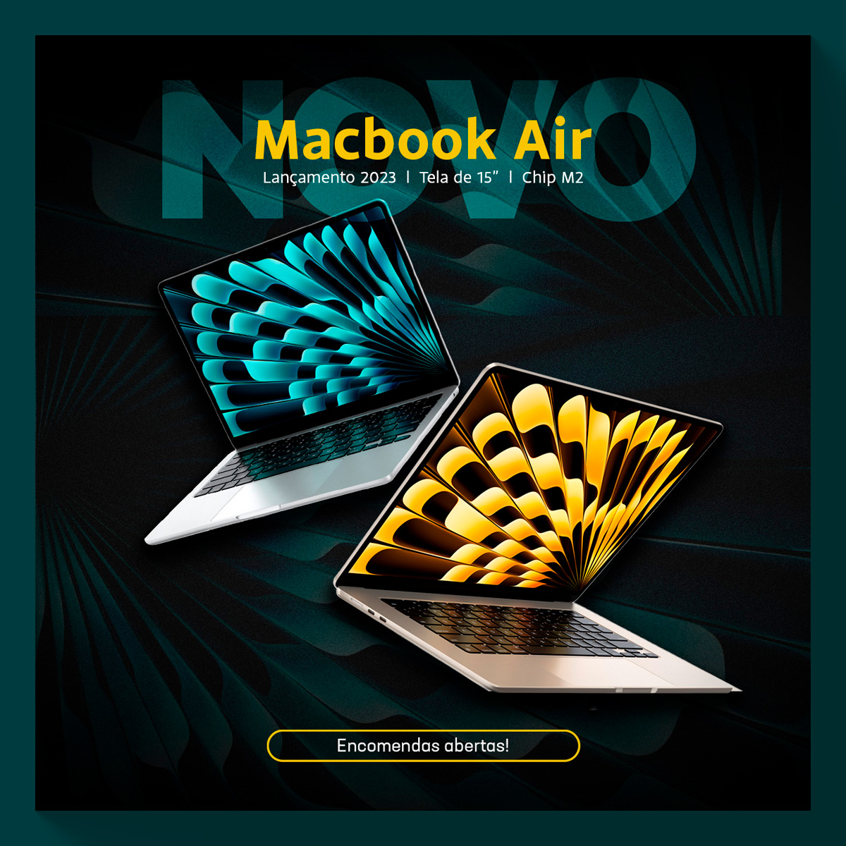 Macbook Air 15" 2023 Apple PSD File Social Media Design Post Template cover image.