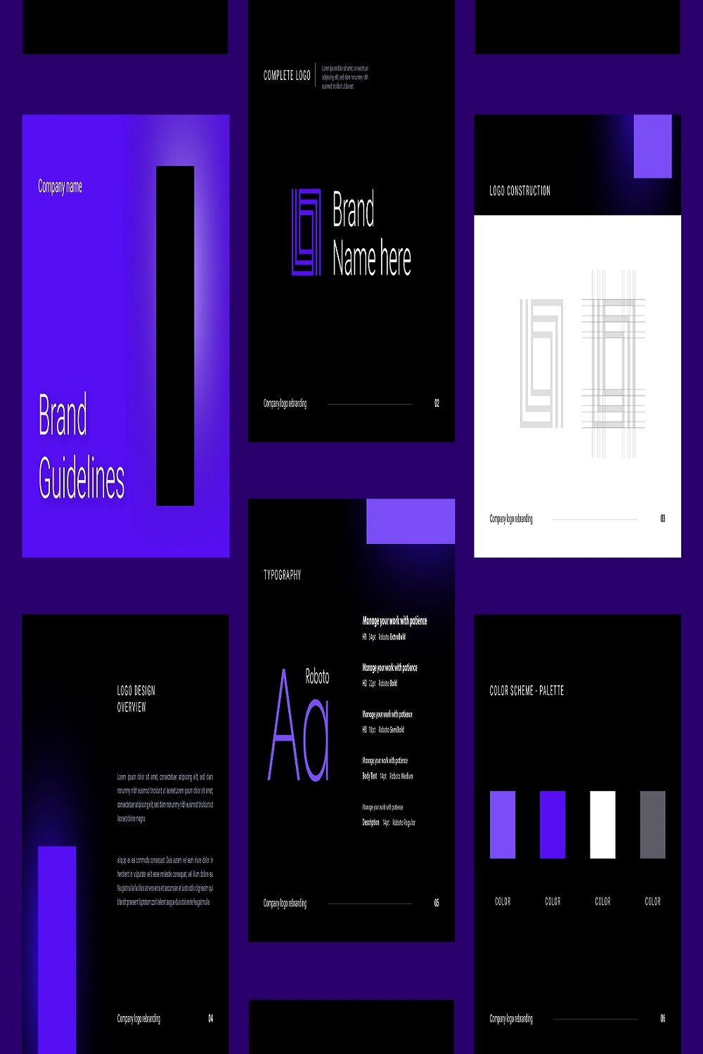 Brand-manual-template design pinterest preview image.