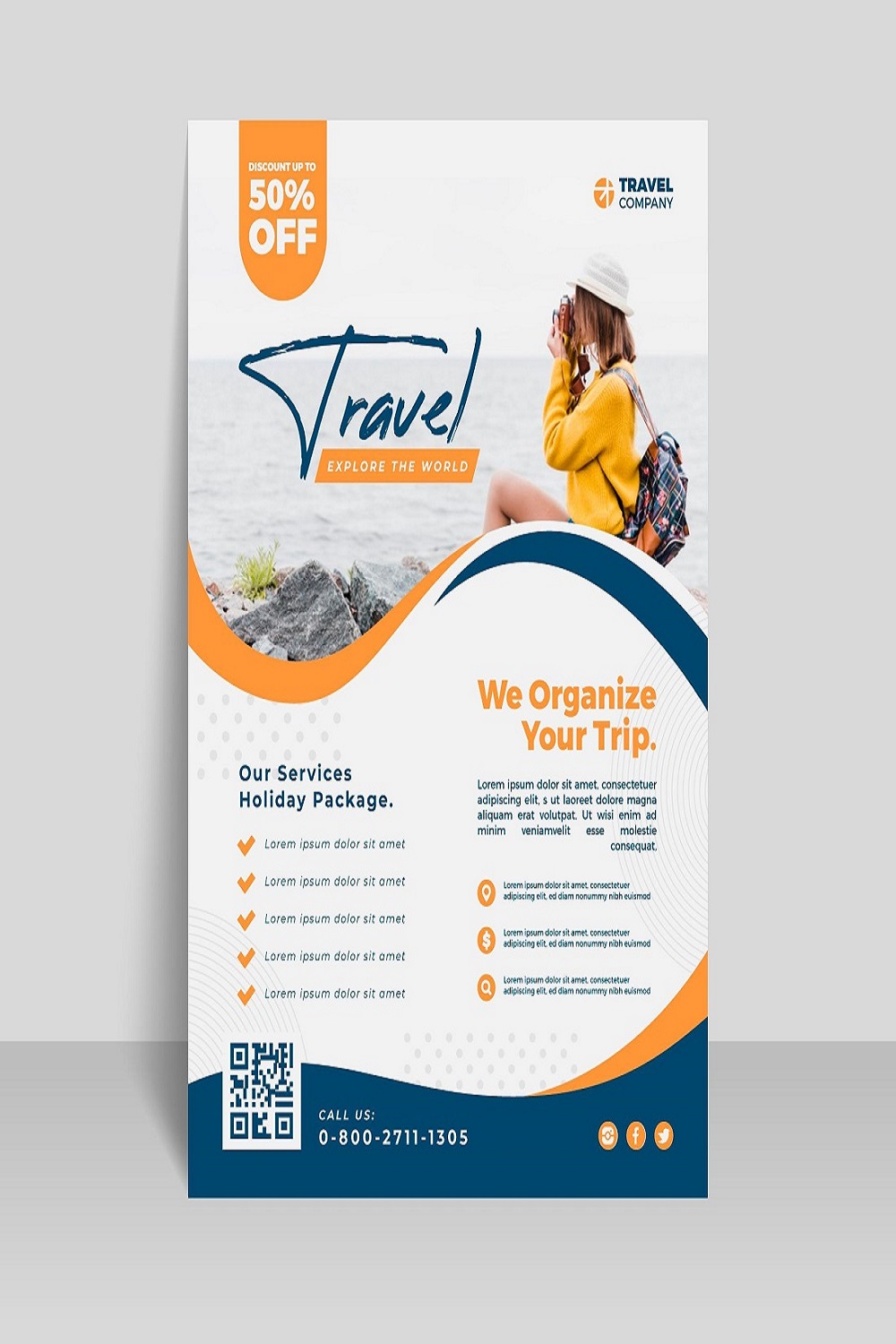 Travel sale flyer template pinterest preview image.