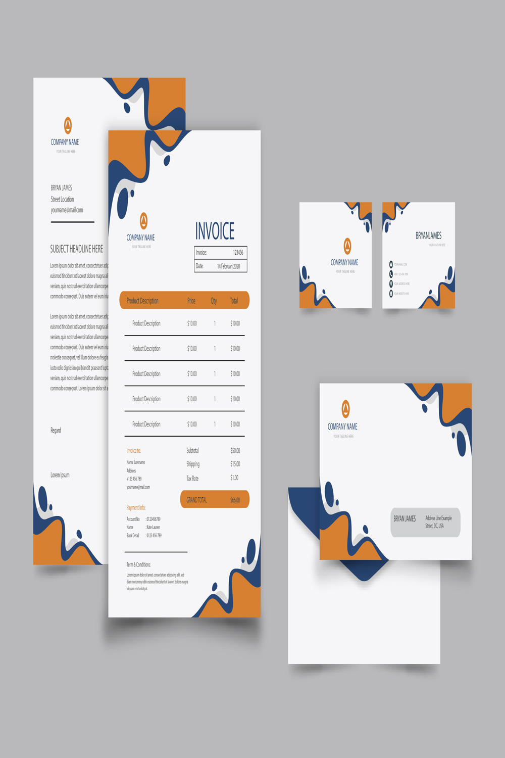 Corporative business invoice business card pinterest preview image.