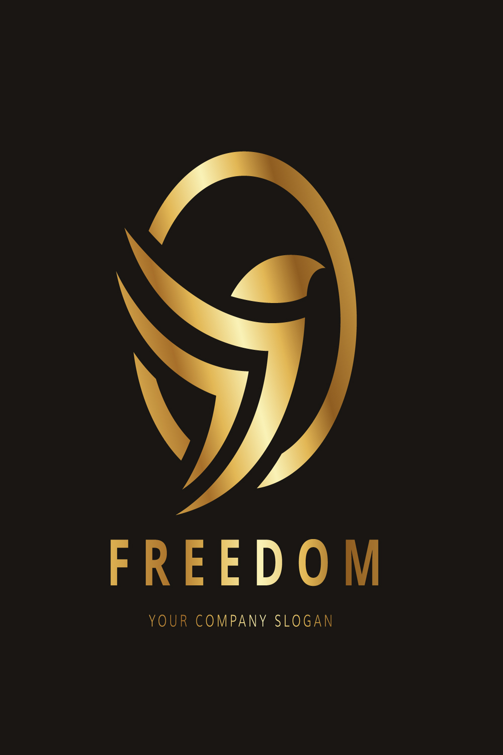 Golden bird logo design pinterest preview image.