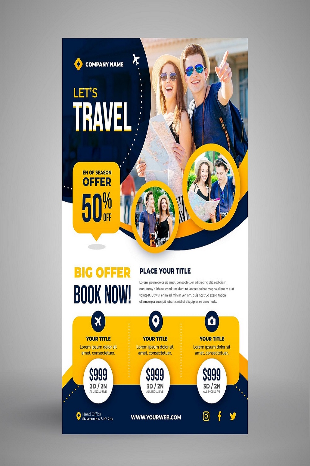 Travel sale flyer template pinterest preview image.