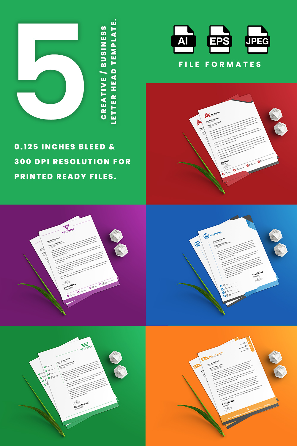 05 Creative/Modern Business Letter Head Templates Bundle – Just $20 pinterest preview image.