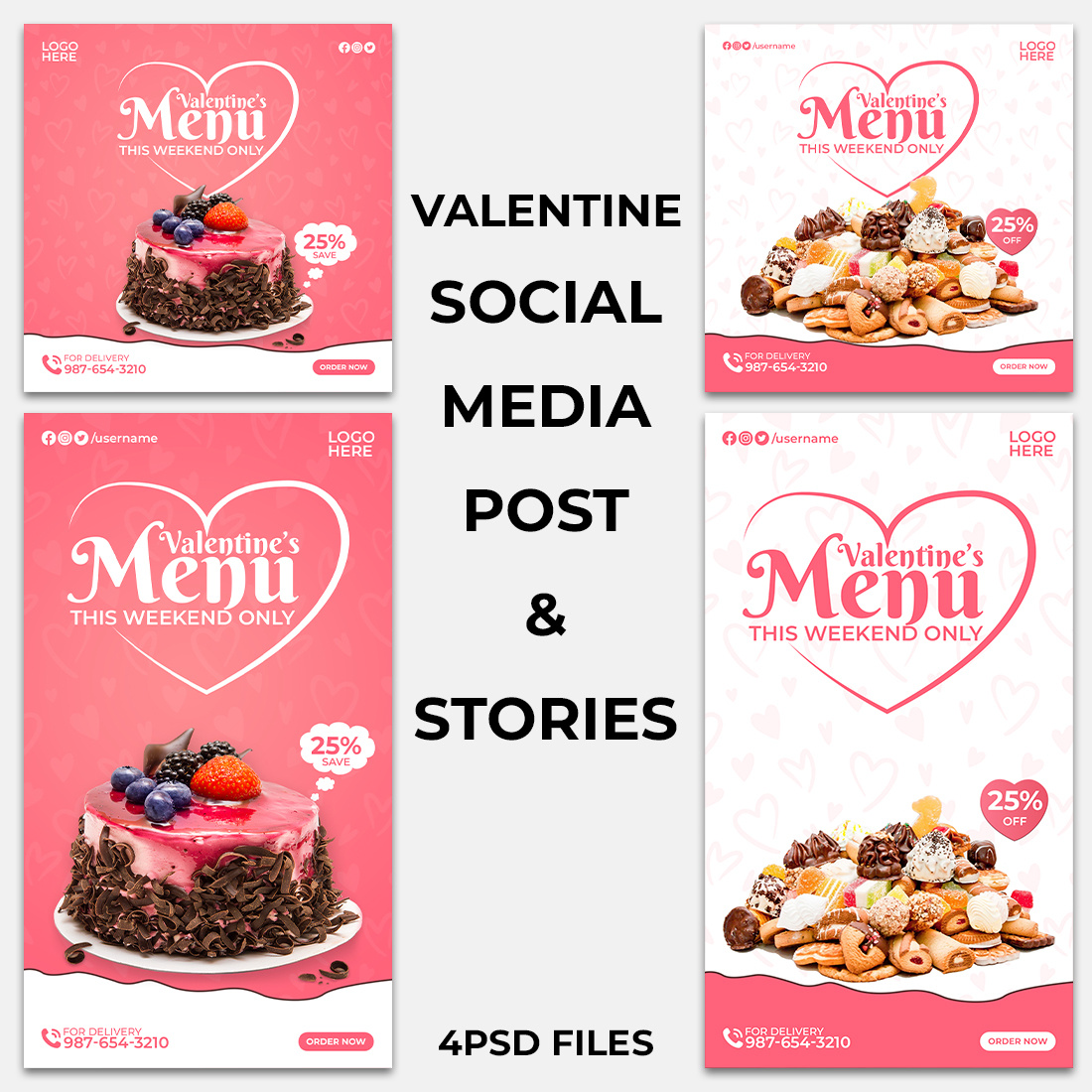 2 Valentine Social Media Templates Pack cover image.