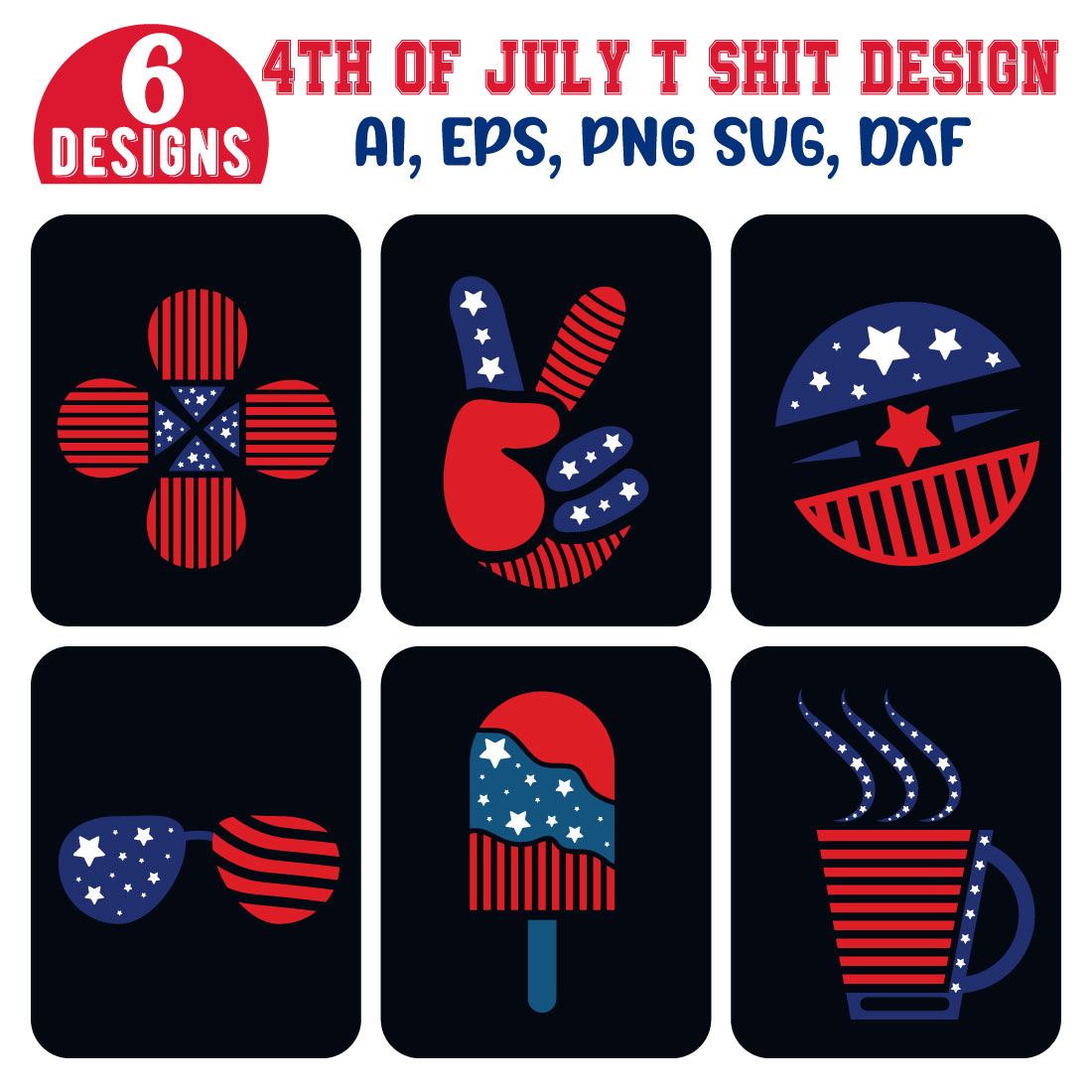 4th of July T-Shirt Design Bundle