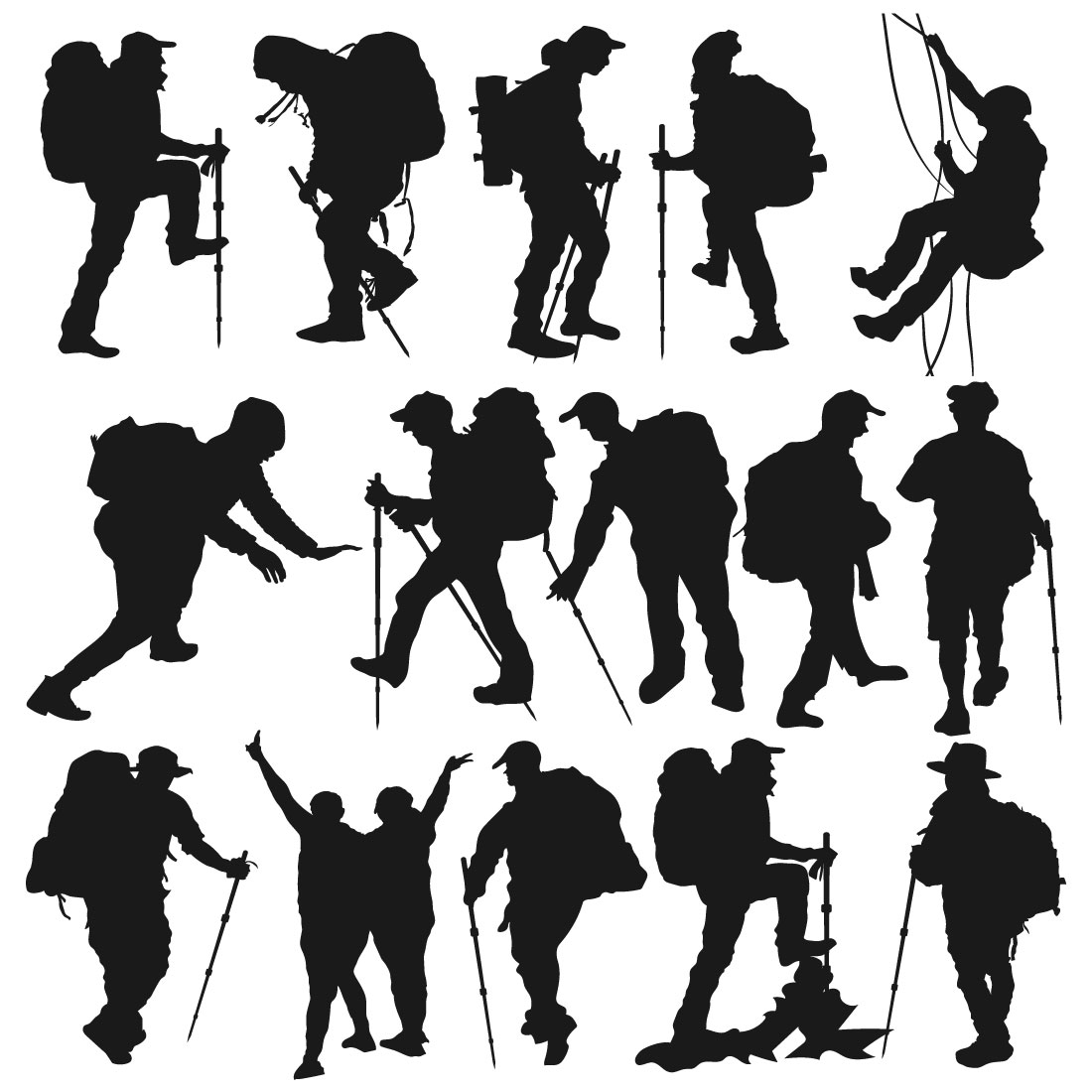 Climber hiker backpacker silhouette vector of a mountaineer cover image.