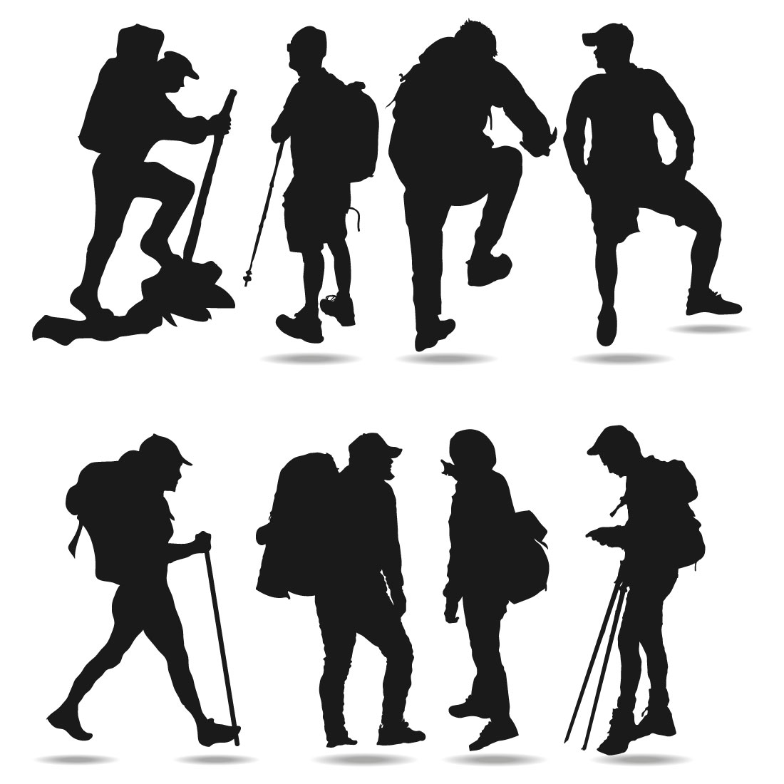 Climber hiker backpacker silhouette vector of a mountaineer preview image.