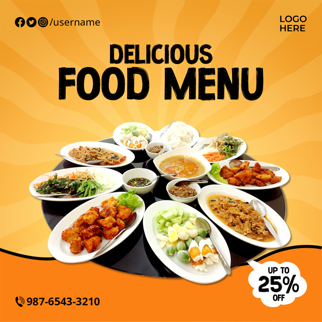 4 Food Menu Restaurant Social Media Banner Templates preview image.