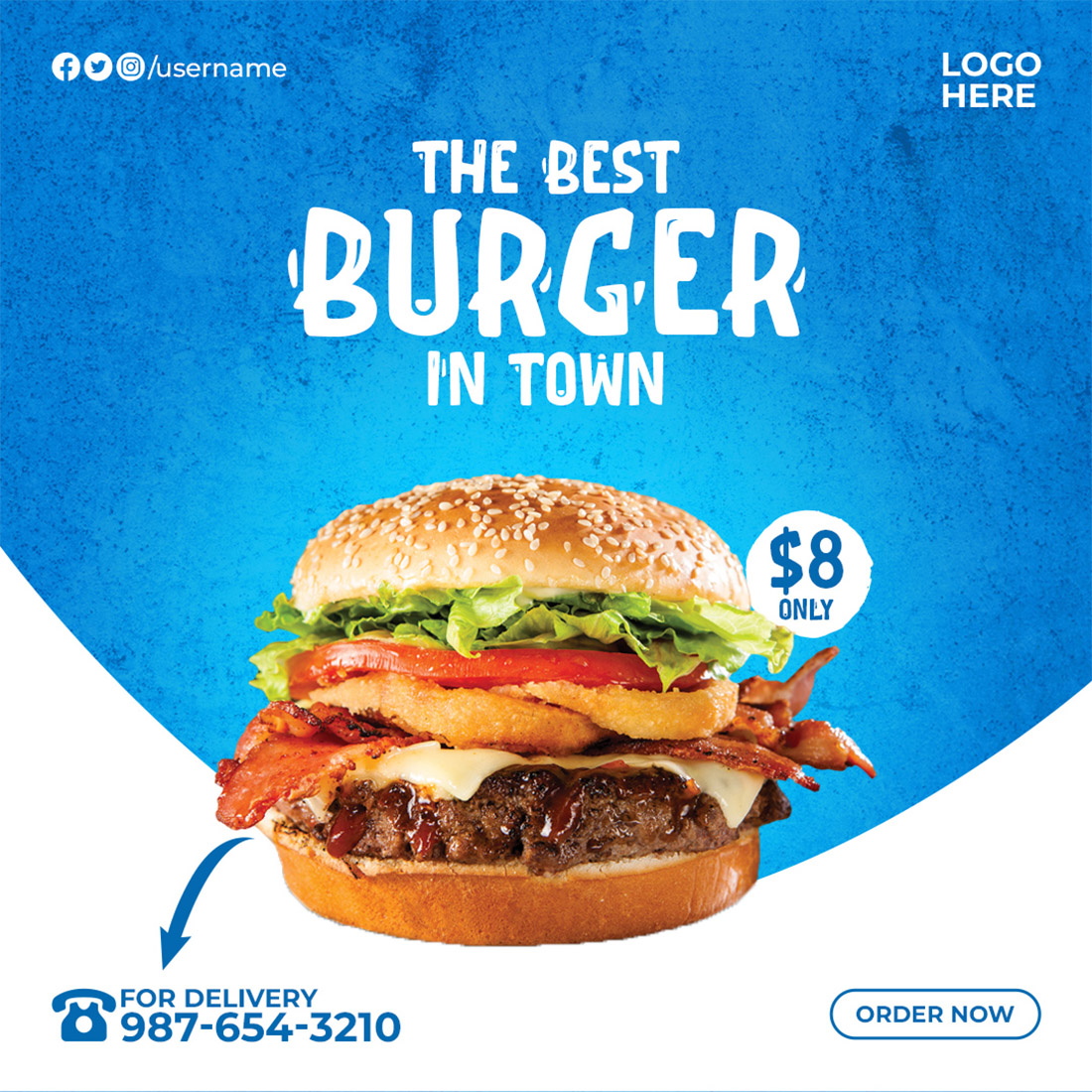 4 Best Burger Restaurant Social Media Banner Templates preview image.