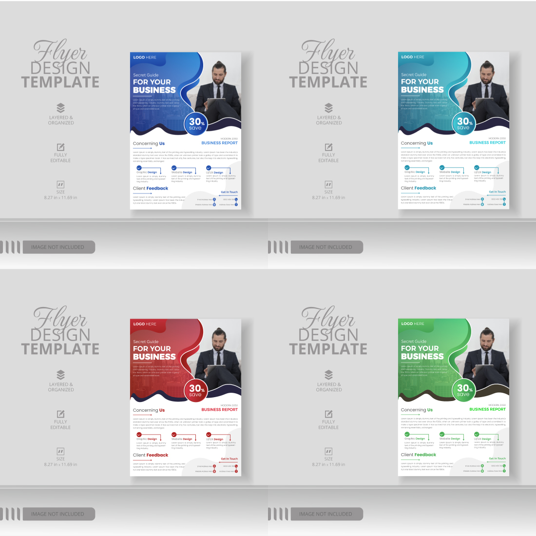 Corporate Flyer With 4 Different Colour Template preview image.