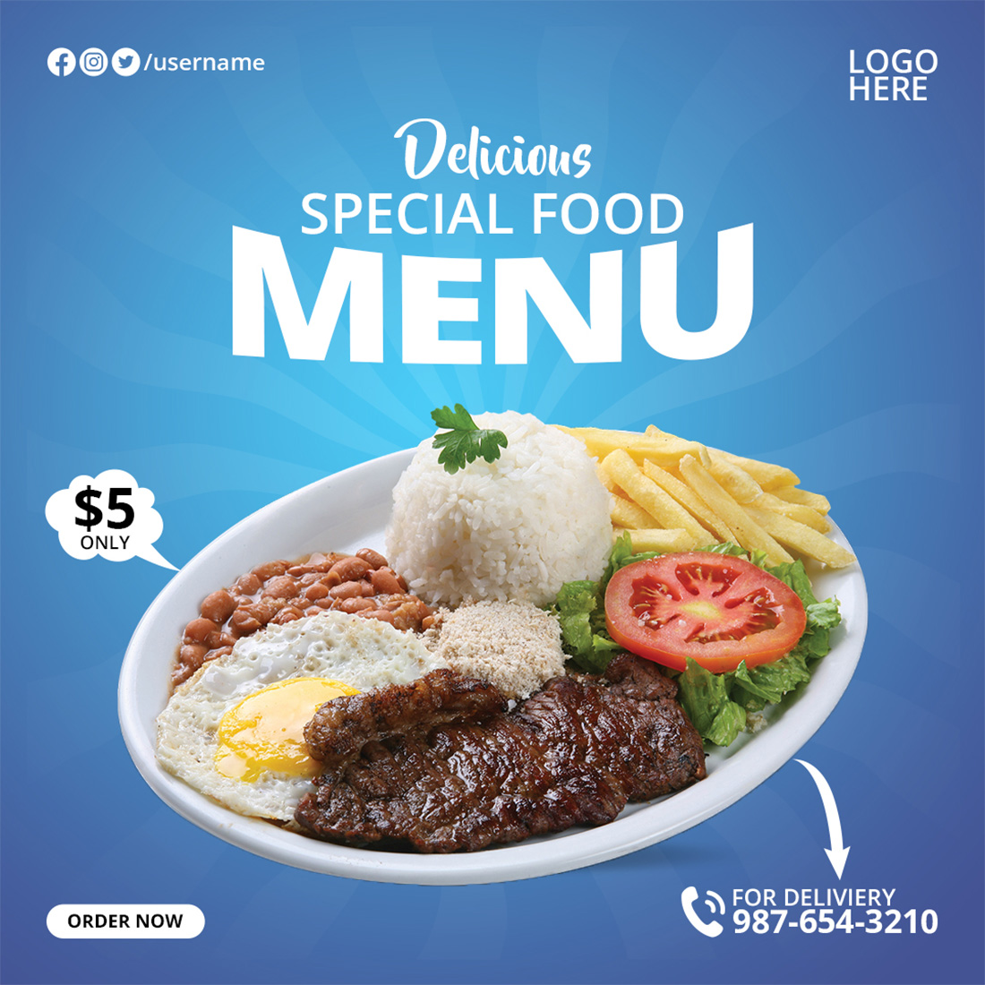 4 Special Food Menu Restaurant Social Media Banner Templates preview image.