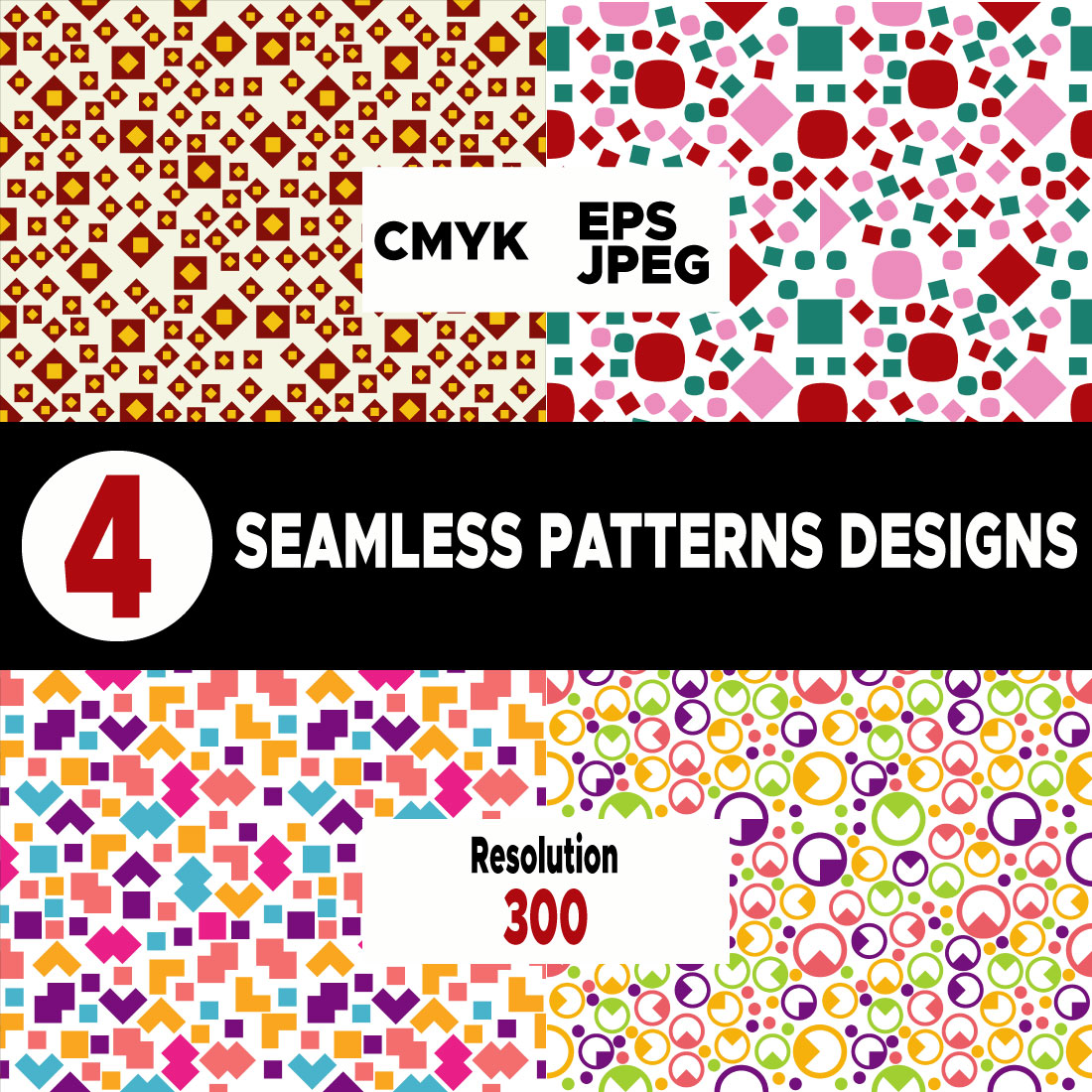 Seamless and Abstract Patterns Design Geometric Shape Pattern Bundle preview image.