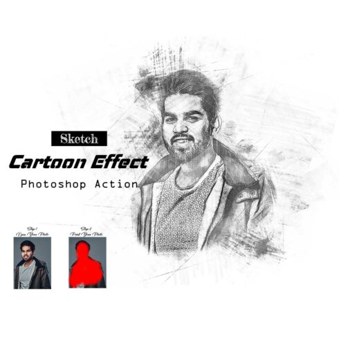 Sketch Cartoon Effect Photoshop Action cover image.