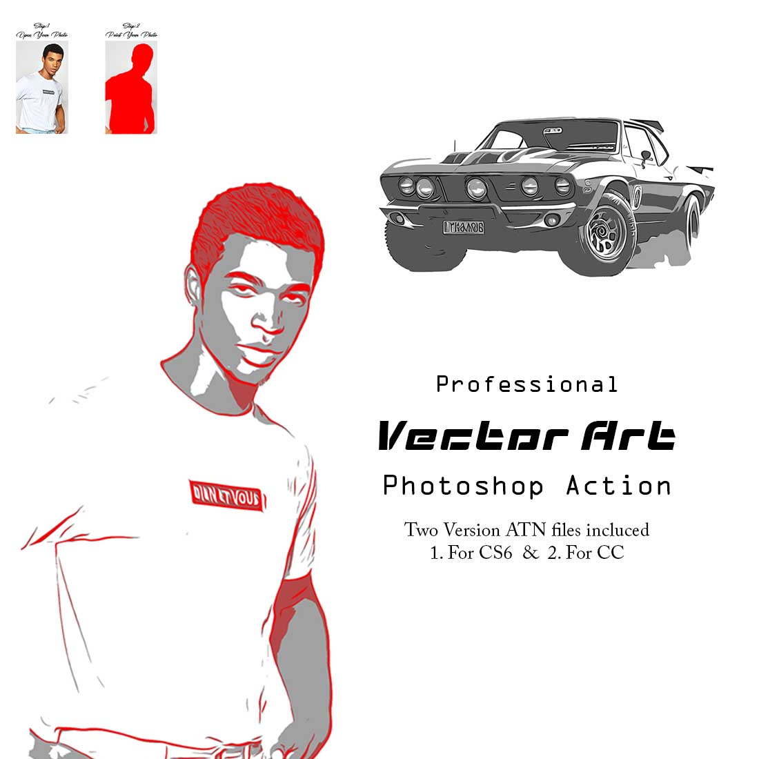 Professional Vector Art Photoshop Action cover image.