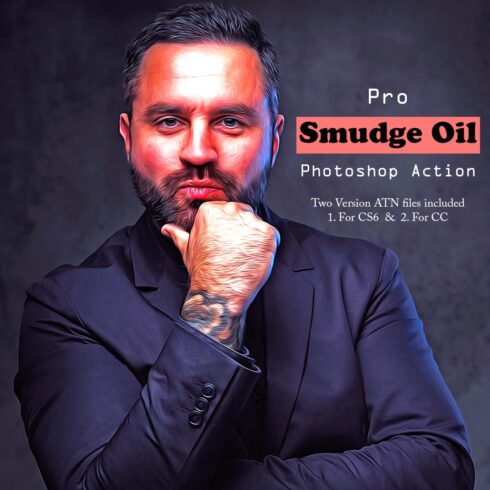 Pro Smudge Oil Photoshop Action cover image.