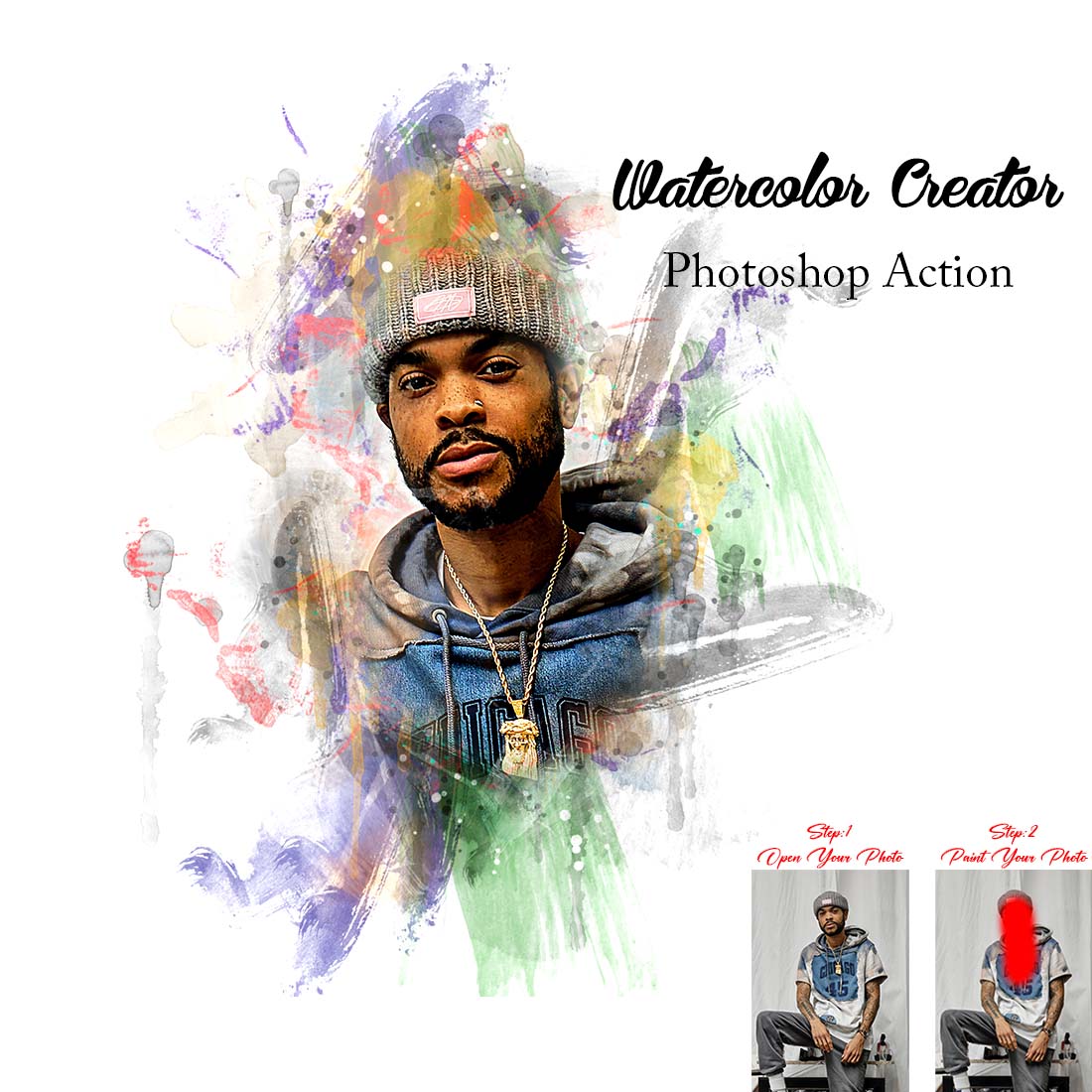 Watercolor Creator Photoshop Action cover image.