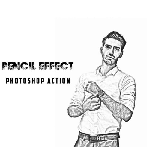 Pencil Effect Photoshop Action cover image.