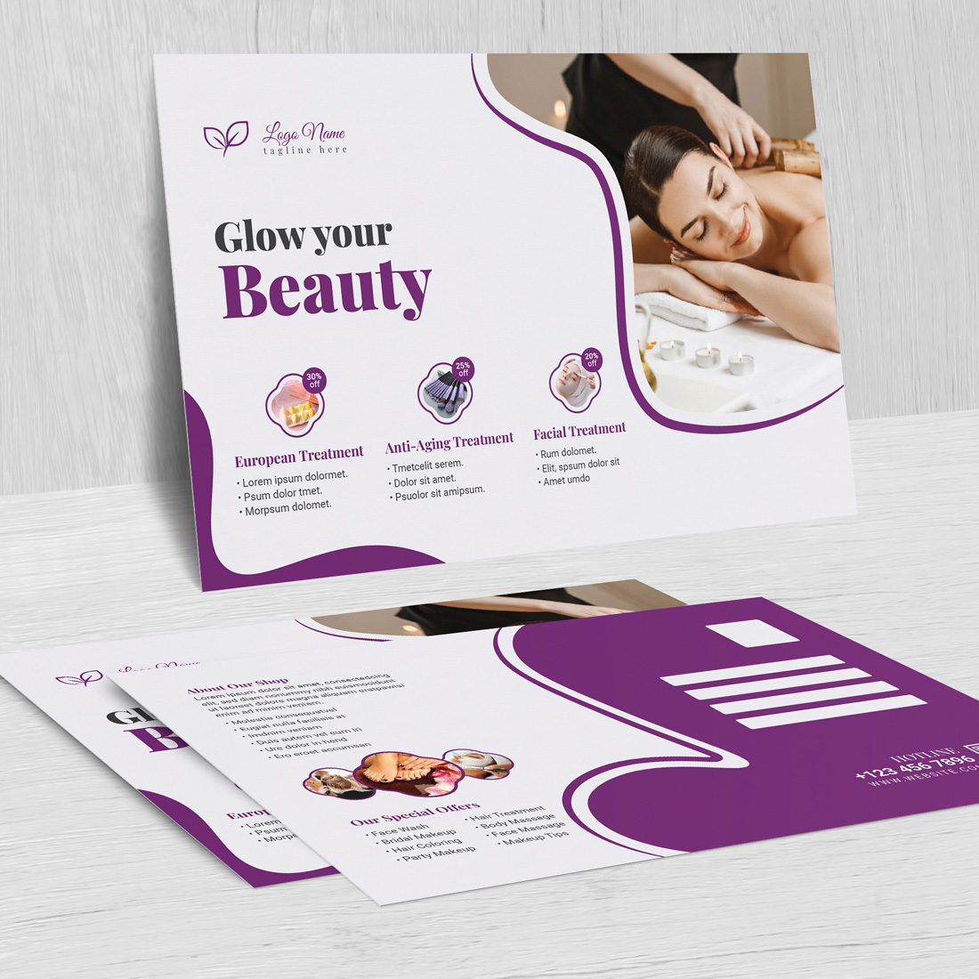 Spa Beauty Hair Salon Postcard Design preview image.