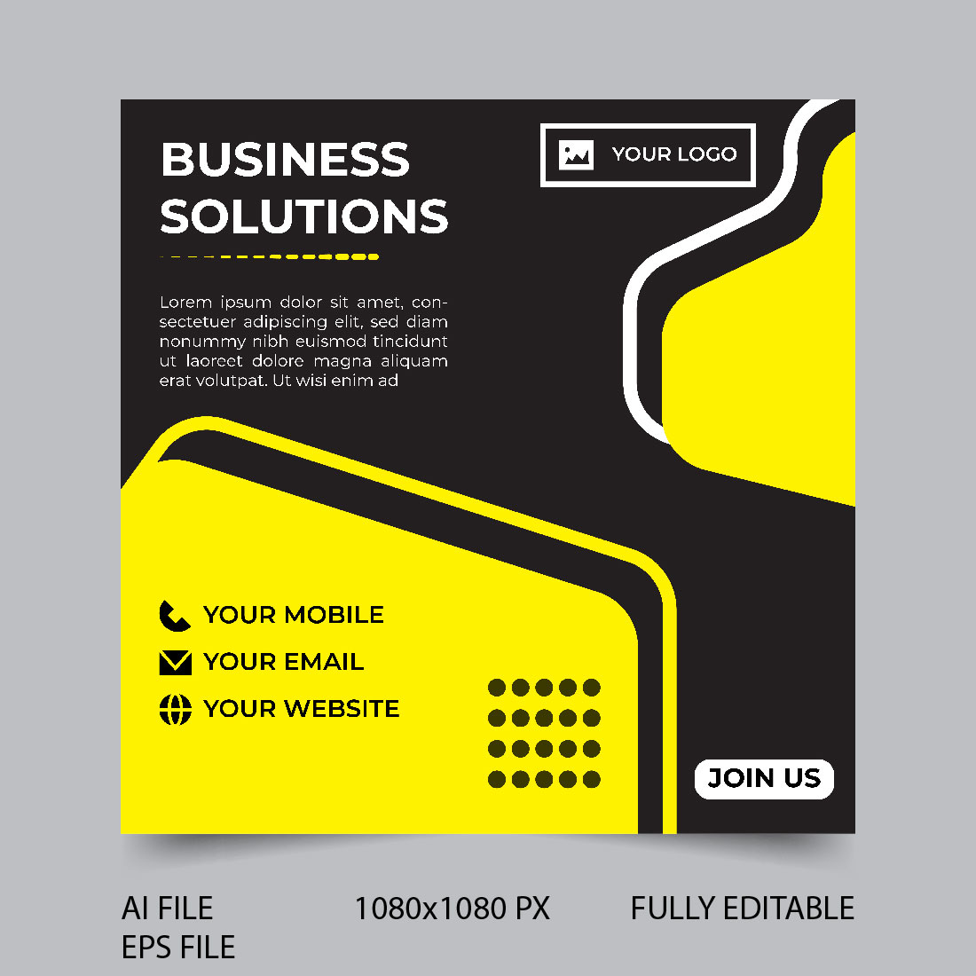 Business solution agency social media post templates preview image.