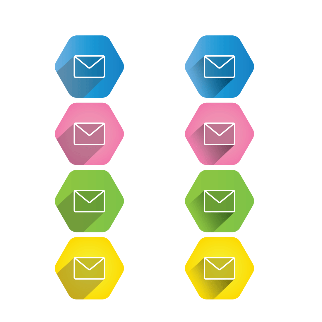Colorful hexagon SVG contact icons 1 preview image.