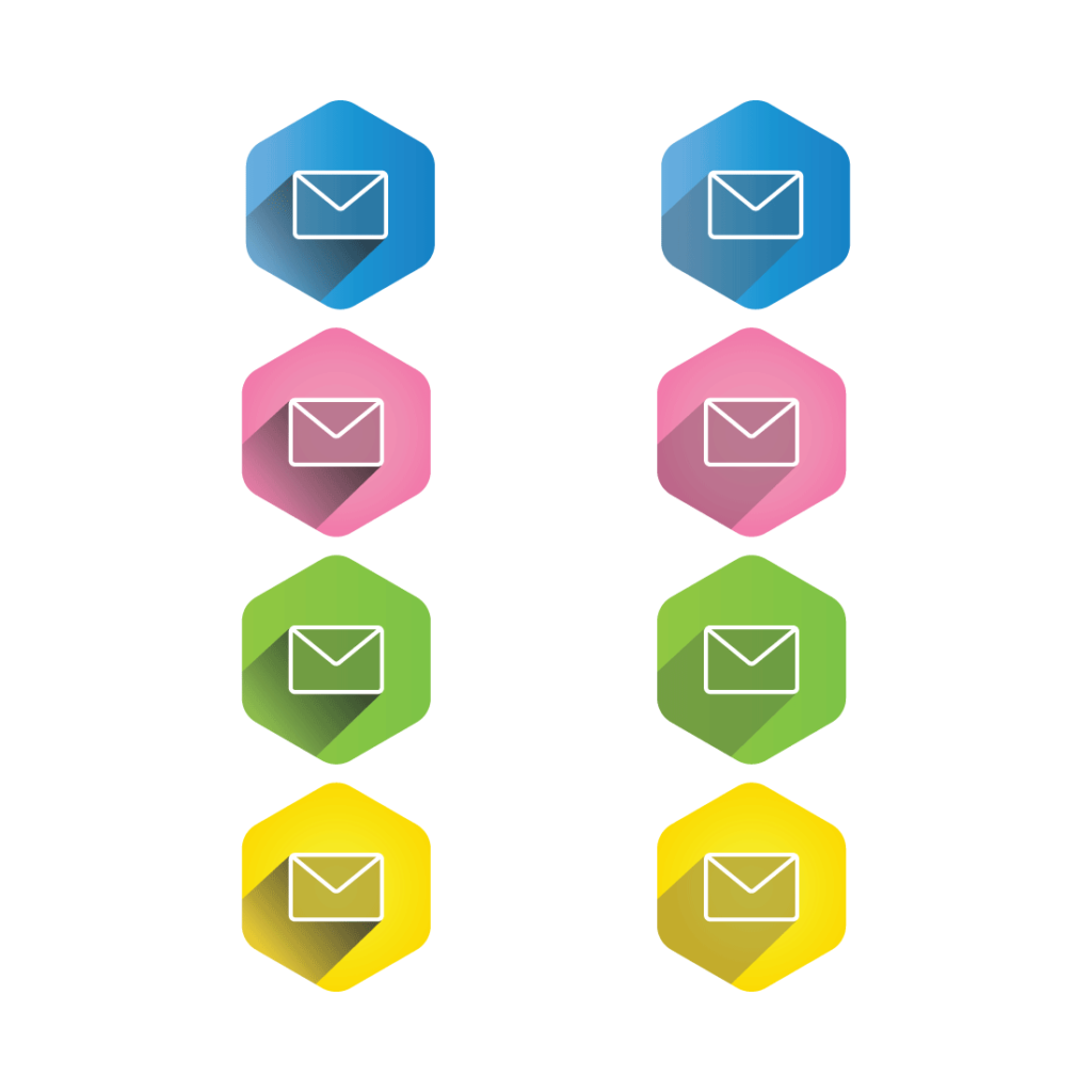 Colorful hexagon SVG contact icons 2