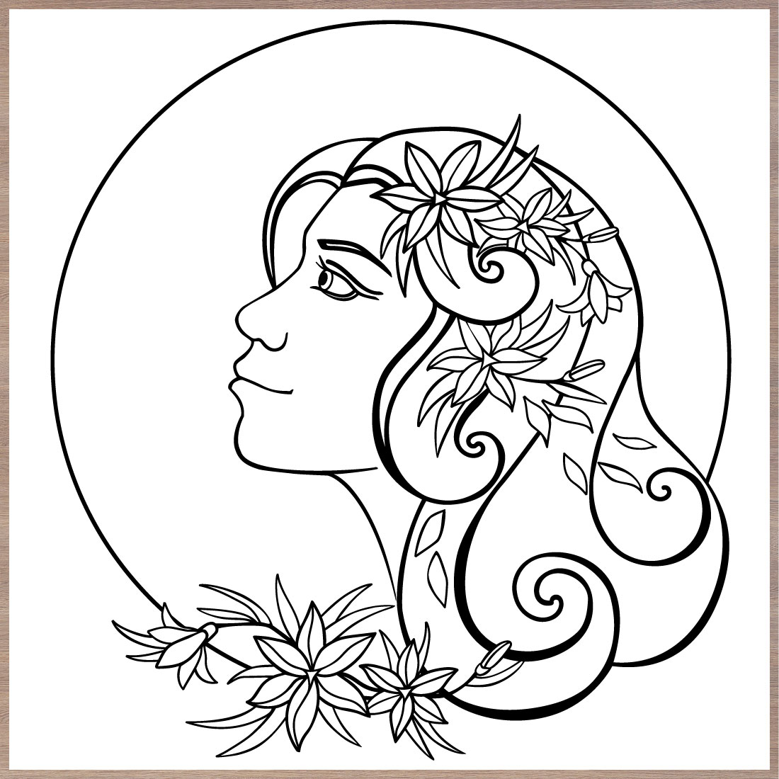 Girls with Flowers 2 coloring pages preview image.