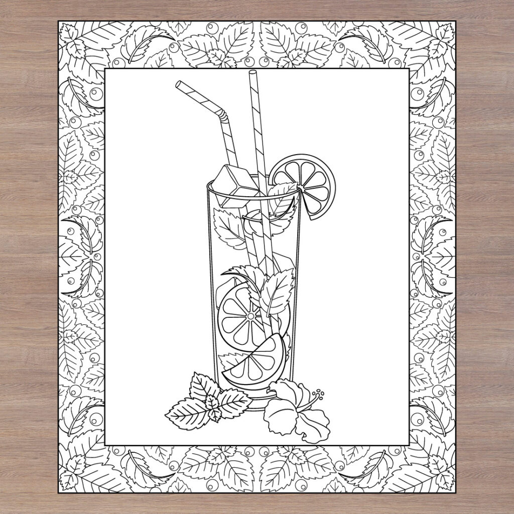 Summer Cocktails - 5 coloring pages - MasterBundles