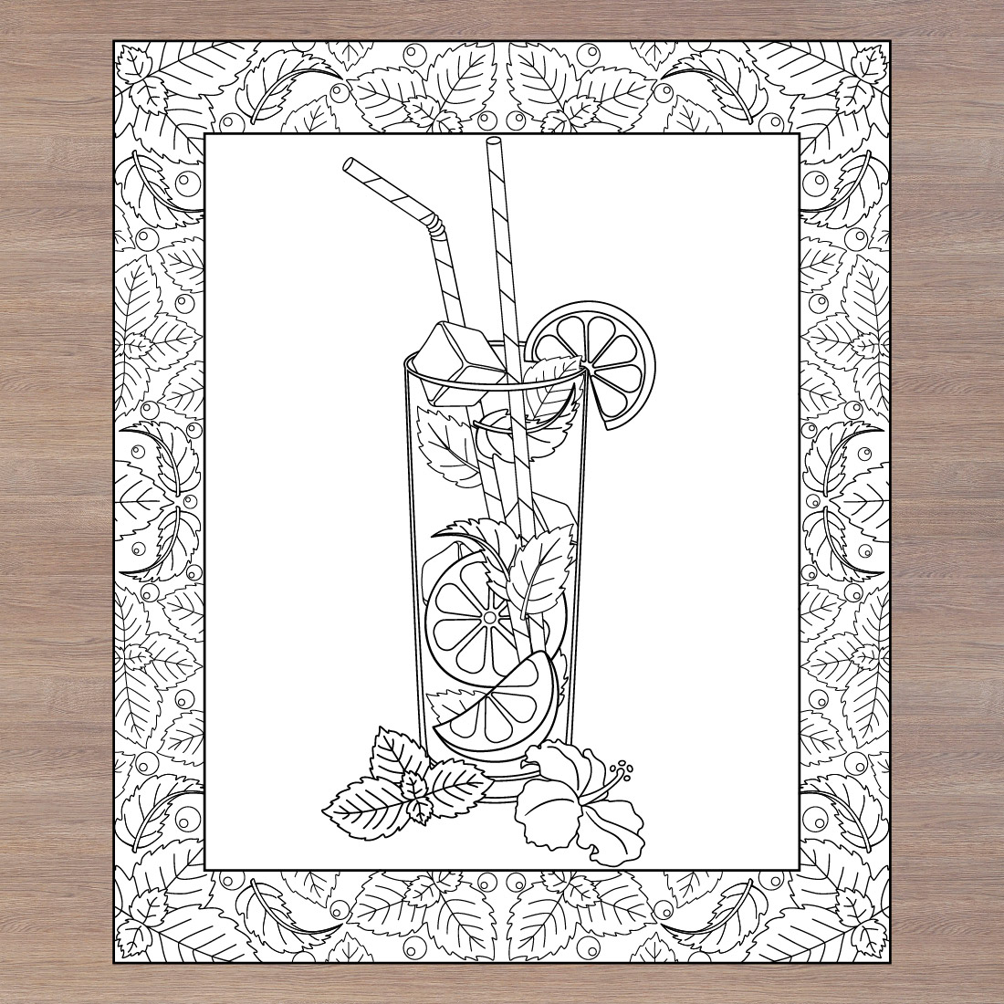 Summer Cocktails - 5 coloring pages preview image.