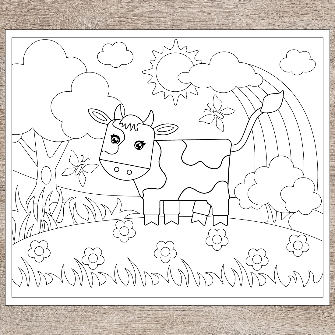Cute Cows - 2 coloring pages for kids preview image.