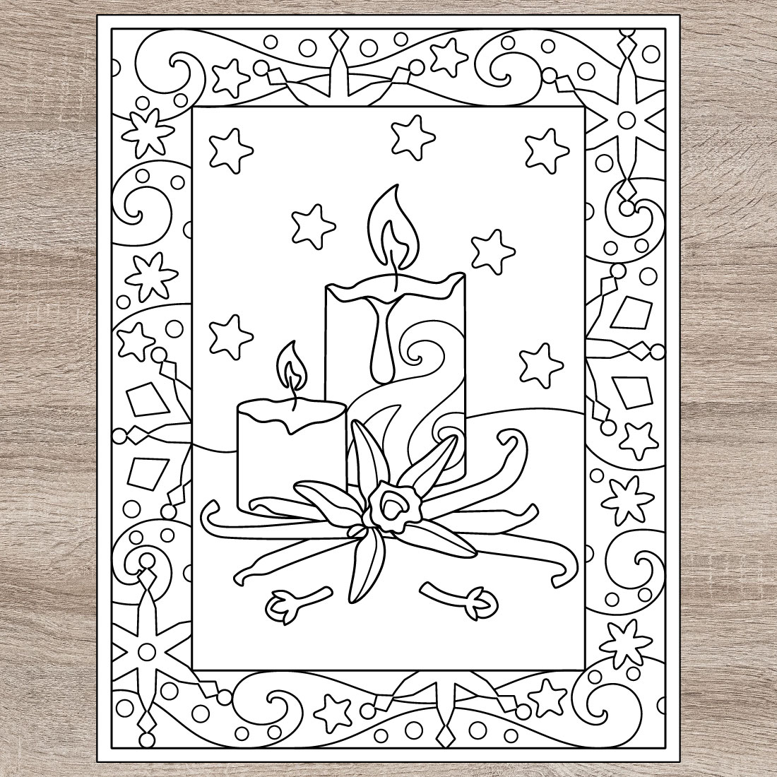 Winter Holidays - 5 coloring pages preview image.