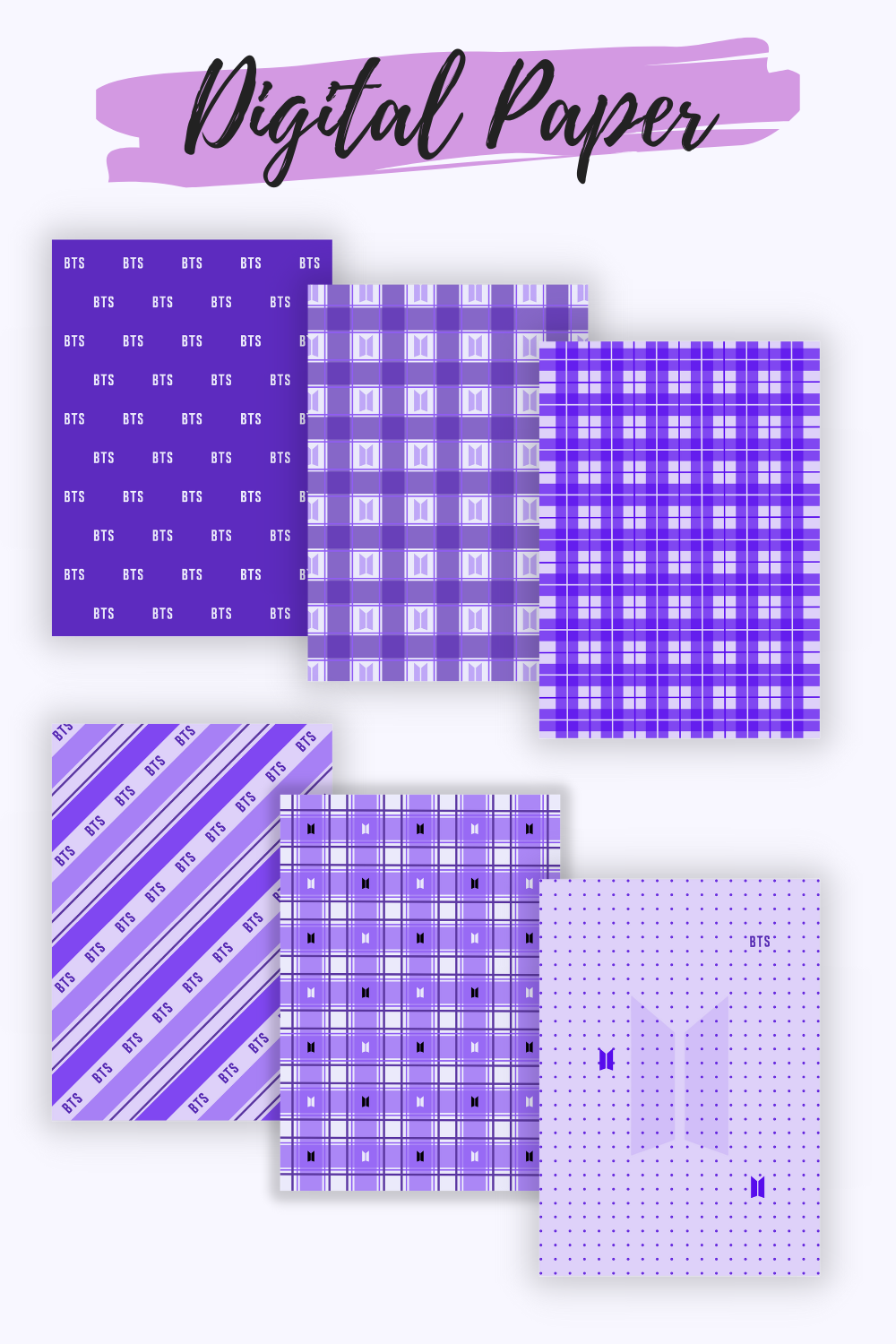 Aesthetic Purple Digital Paper - KPOP Edition - BTS Inspiration pinterest preview image.