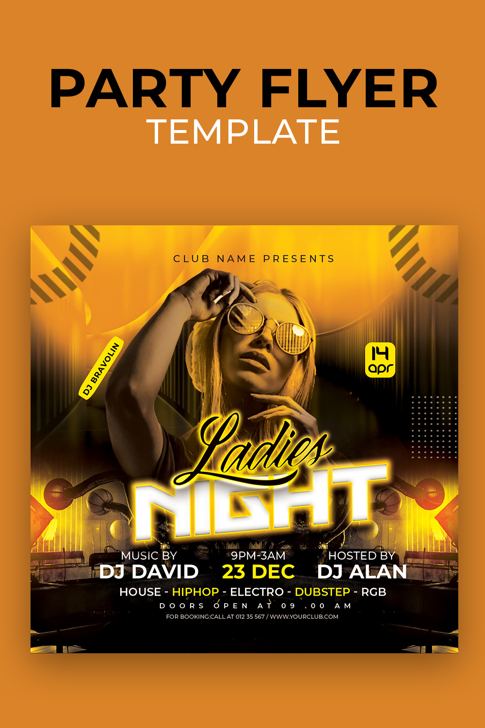 Ladies Night Party event Flyer pinterest preview image.