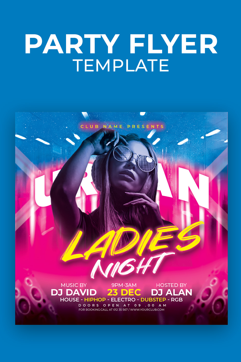 Ladies Night Party event Flyer pinterest preview image.