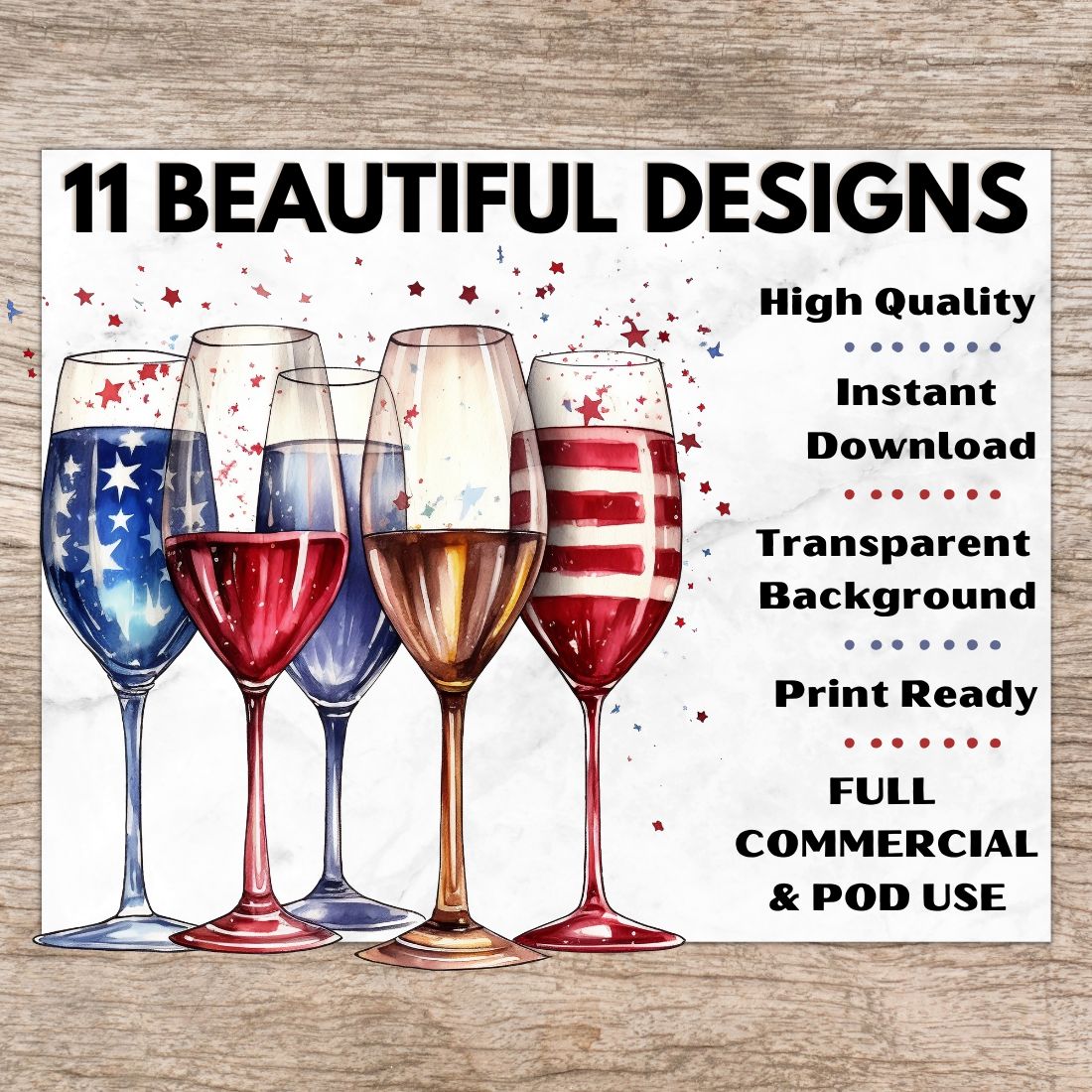 11 Watercolor American Wineglass PNG, Wineglass Clipart, Transparent, Digital Paper Craft, Illustrations, Watercolor Clipart for Scrapbook, Invitation, Wall Art, T-Shirt preview image.