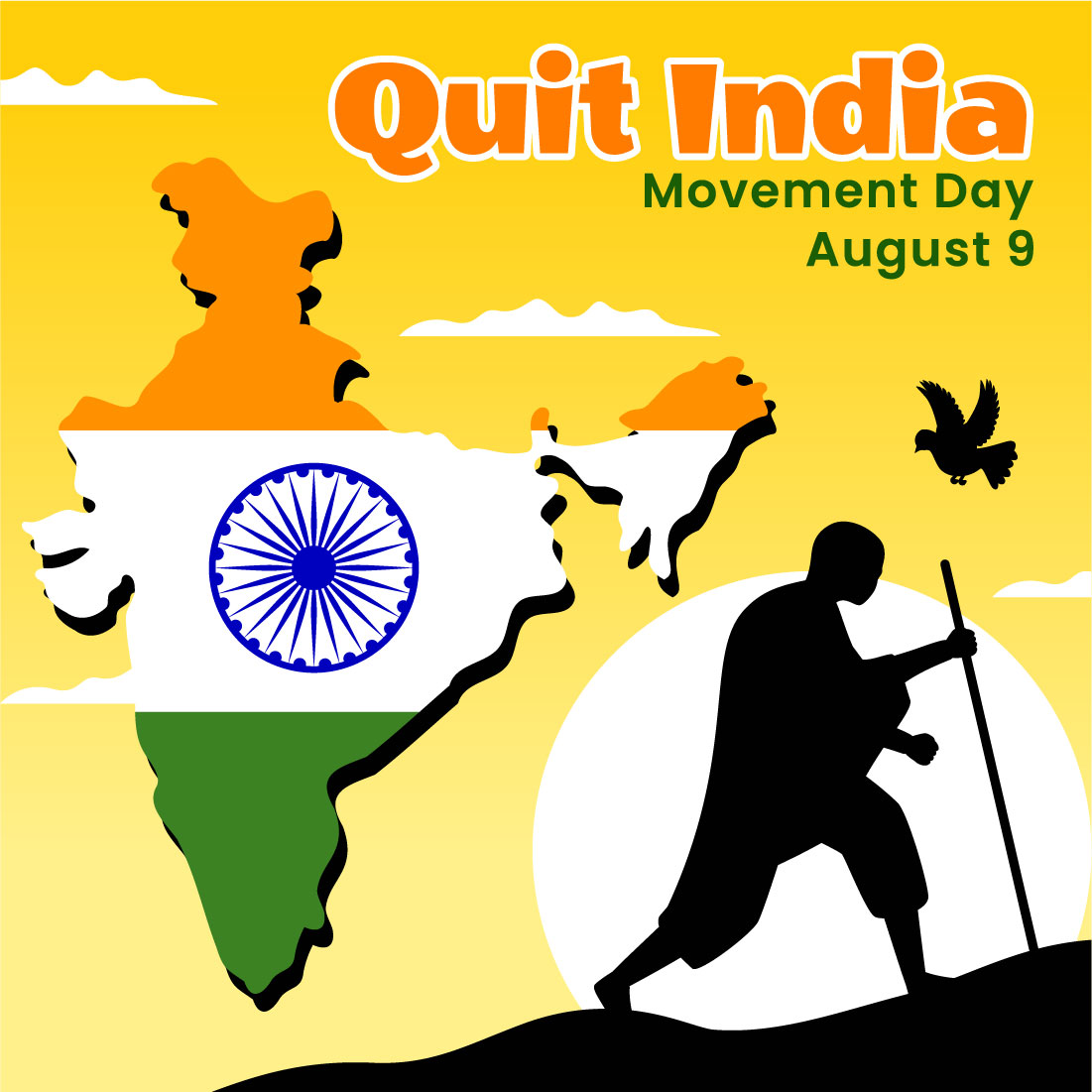 8 Quit India Movement Day Illustration preview image.