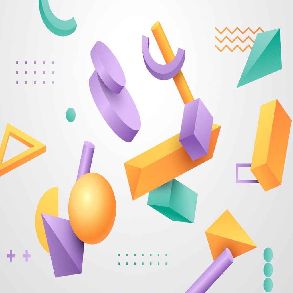 Realistic Shape Examples Realistic 3d shapes floating background - MasterBundles
