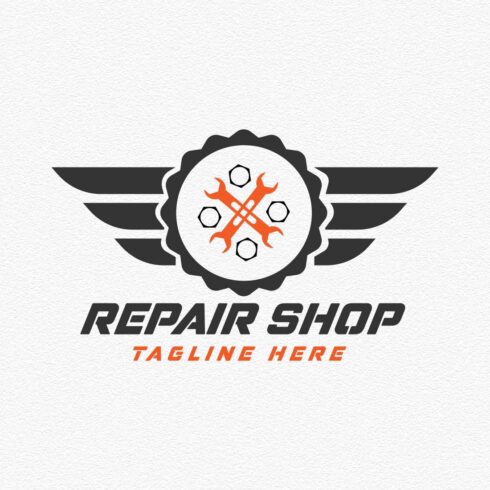 Repair shop logo can be used in 100% editable AI EPS, JPEG, PNG format cover image.