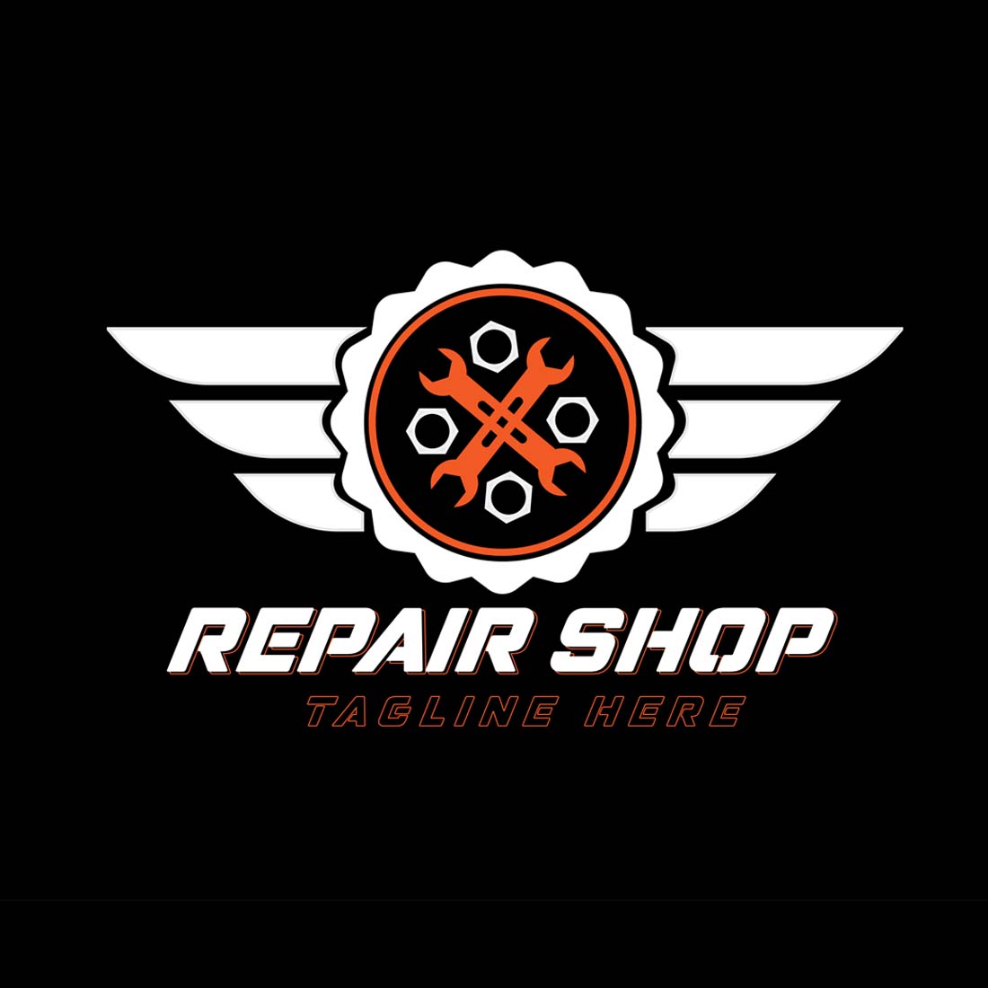 Repair shop logo can be used in 100% editable AI EPS, JPEG, PNG format preview image.