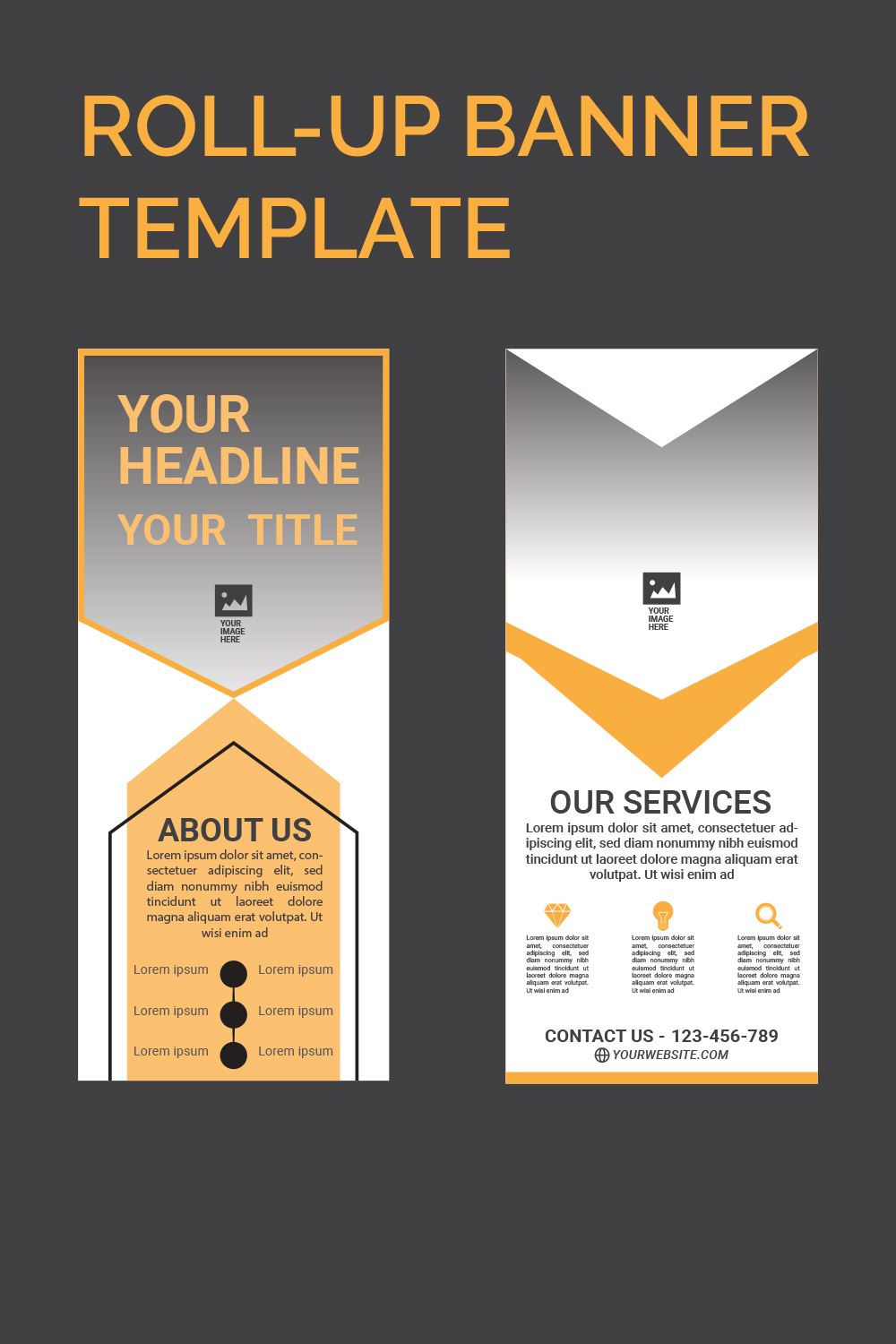 Vector professional roll up vertical banner template design pinterest preview image.