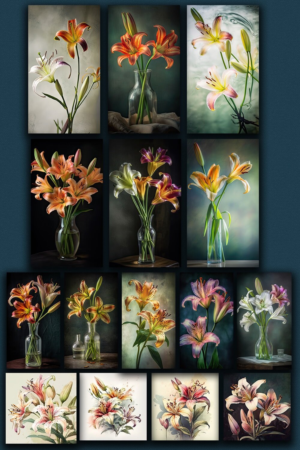 Beautiful Lily Flowers Bundle pinterest preview image.