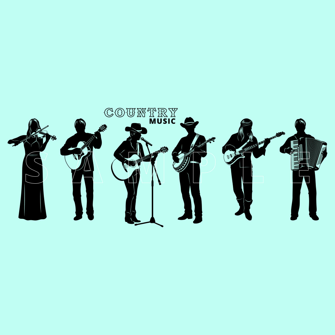 Country Band Silhouettes SVG preview image.