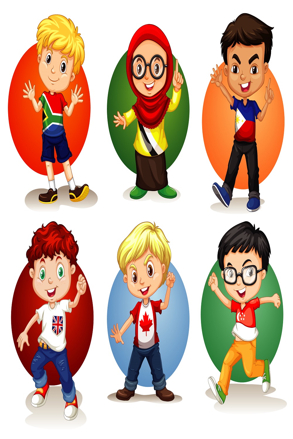 Six children from different countries pinterest preview image.