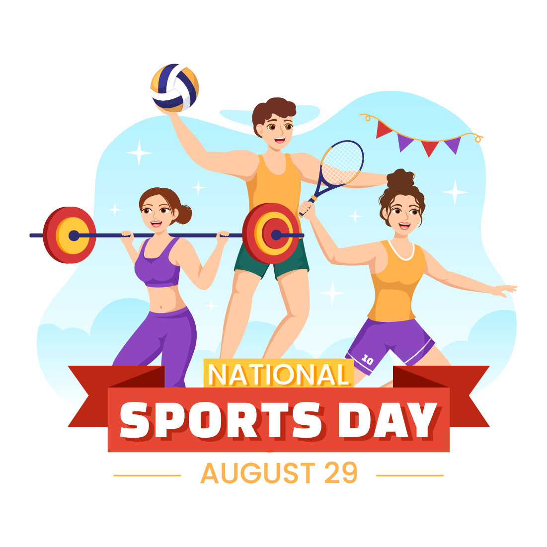 13 National Sports Day Illustration preview image.
