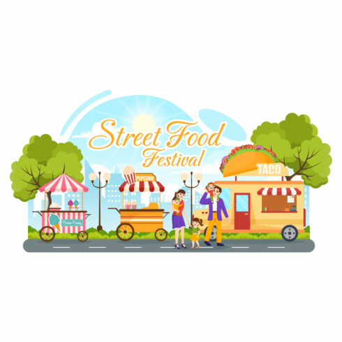 16 Street Food Festival Event Illustration cover image.