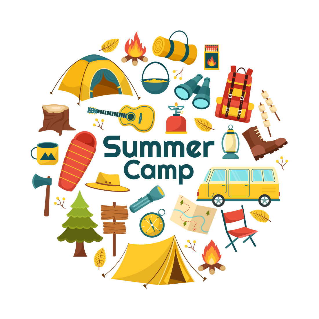 15 Summer Camp Vector Illustration preview image.