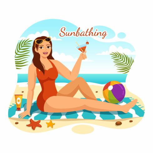 15 Sunbathing Vector Illustration cover image.