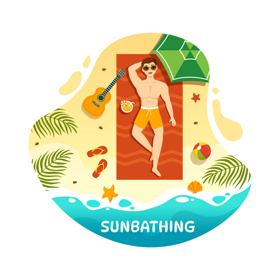 15 Sunbathing Vector Illustration preview image.