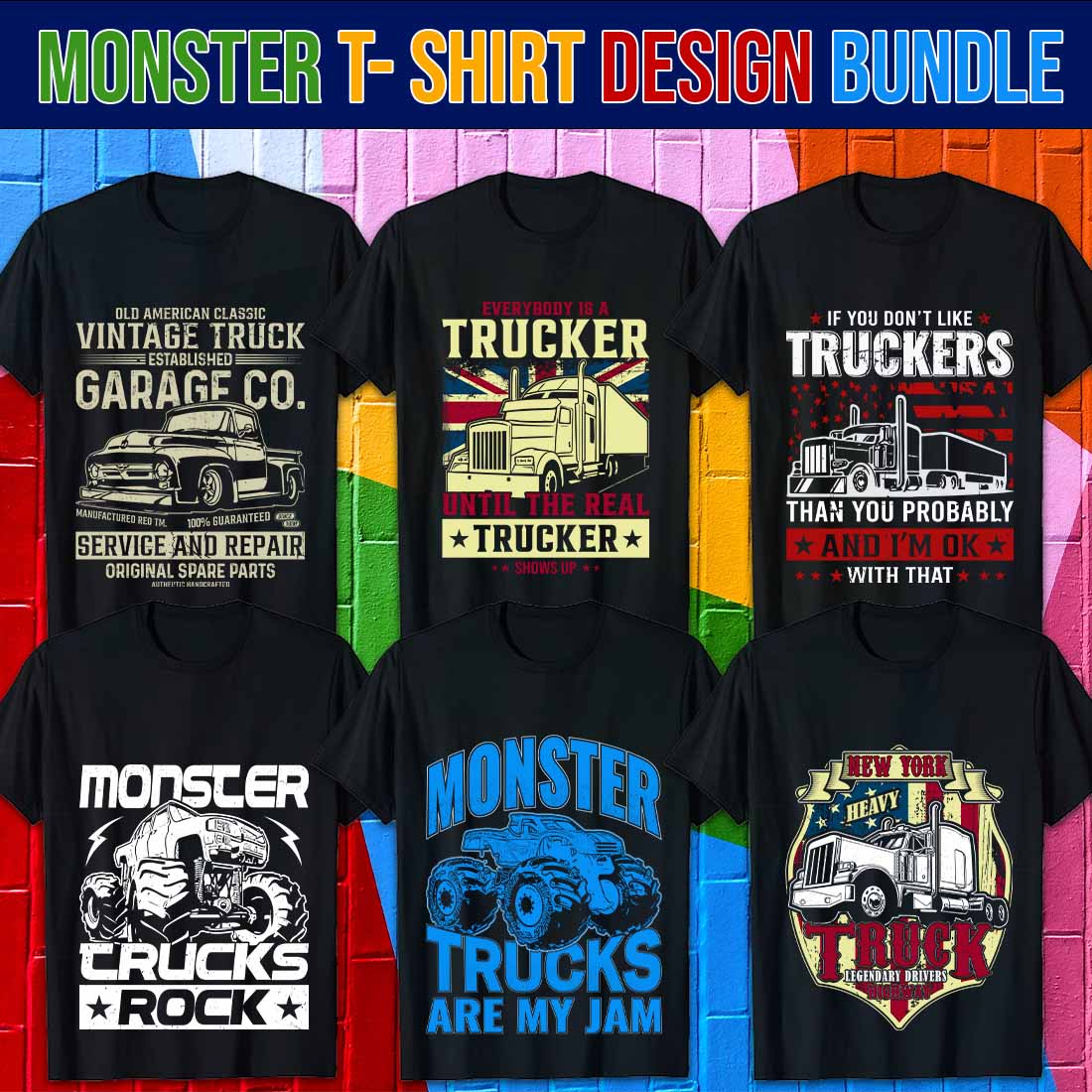 American Vintage Custom Truck Driver T-Shirt Design Bundle cover image.